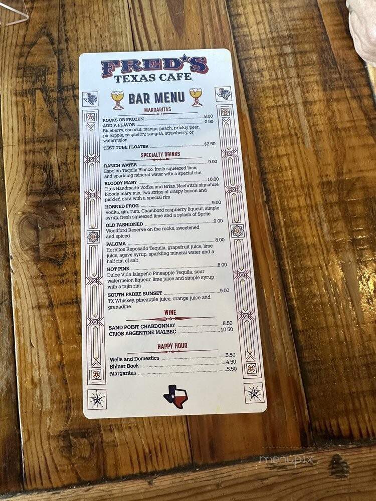 Fred's Texas Cafe - Fort Worth, TX menu_pic