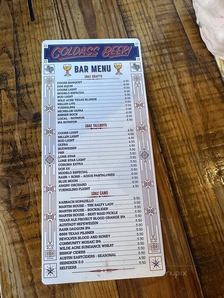 Fred's Texas Cafe - Fort Worth, TX menu_pic