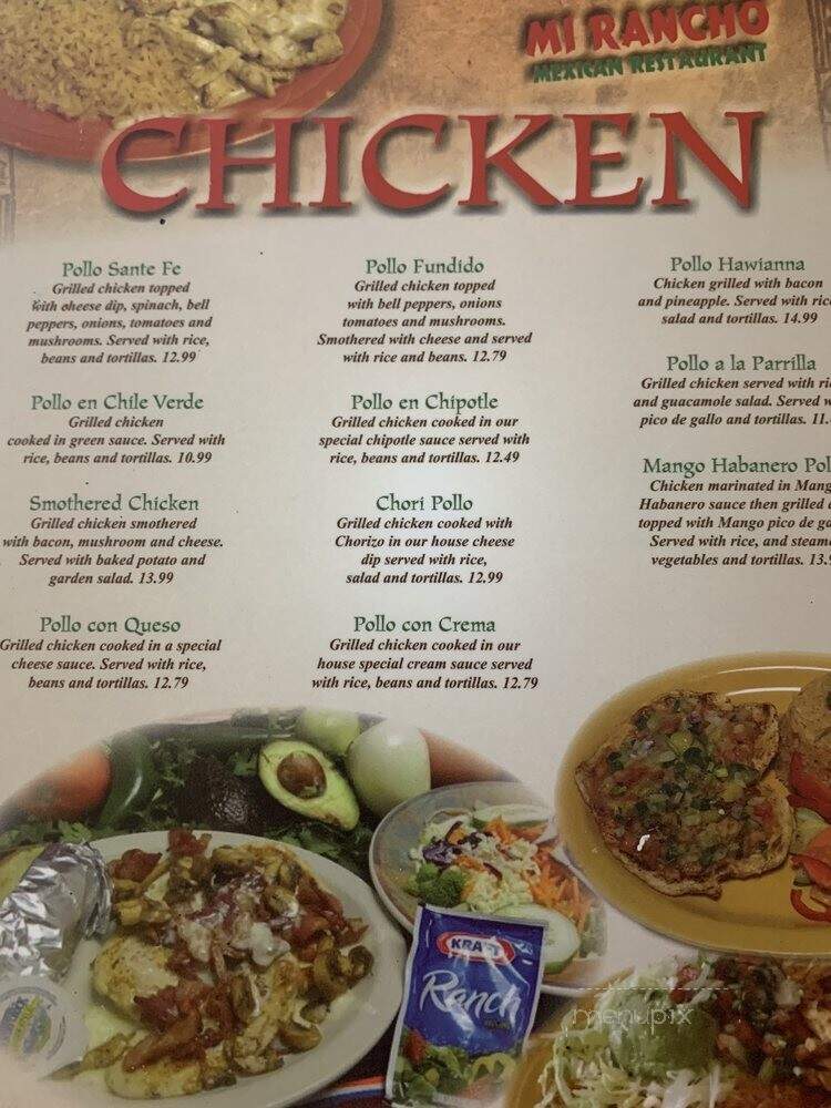Mi Rancho - Wagener, SC menu_pic