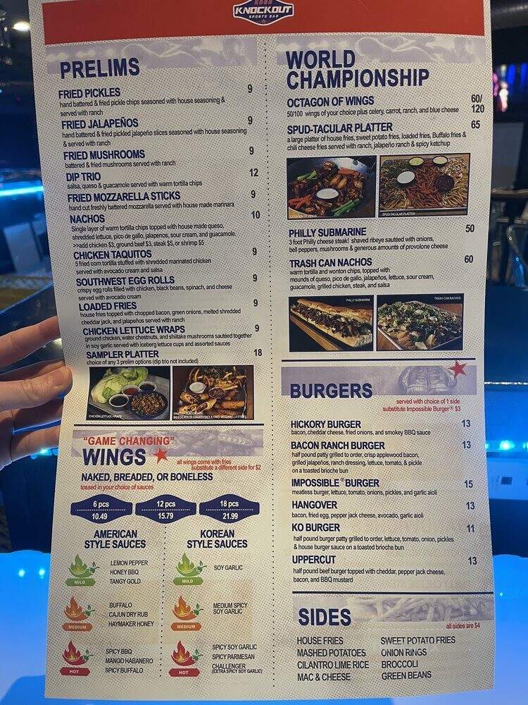 Knockout Sports Bar - Fort Worth, TX menu_pic