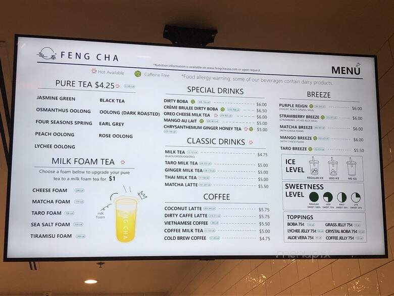 Feng Cha - Duluth, GA menu_pic