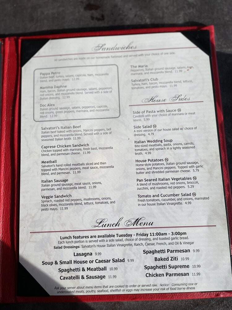 Salvatori's Authentic Italian Eatery - Fort Wayne, IN menu_pic