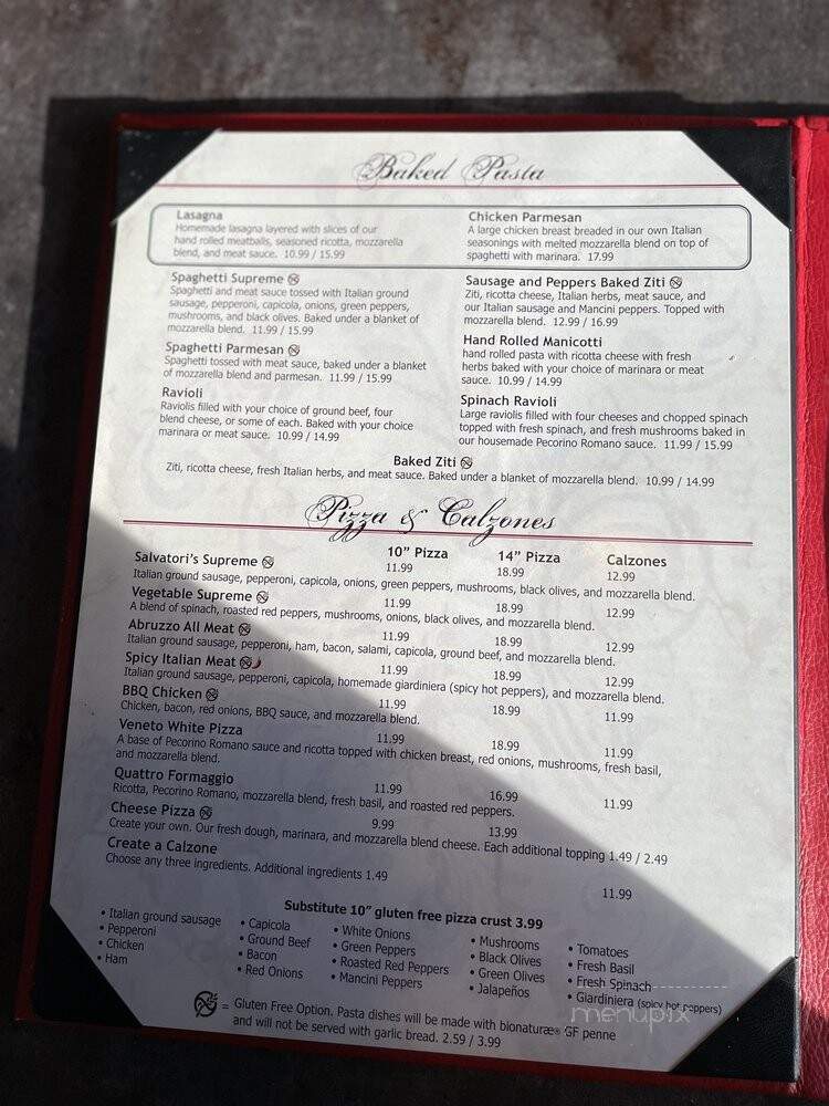 Salvatori's Authentic Italian Eatery - Fort Wayne, IN menu_pic