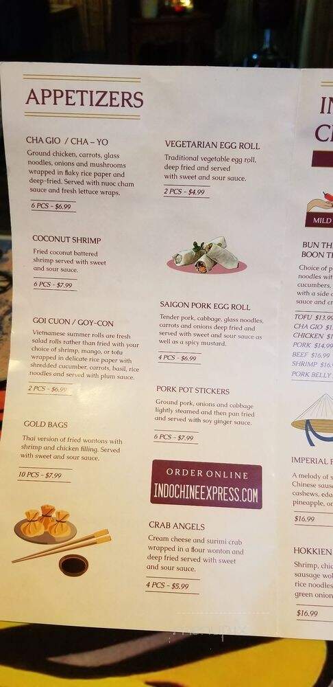 Indochine Express - Southport, NC menu_pic
