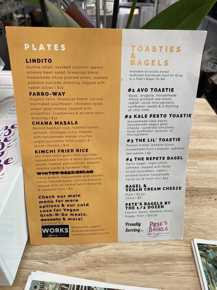 Squeeze Juice Works - St. Petersburg, FL menu_pic