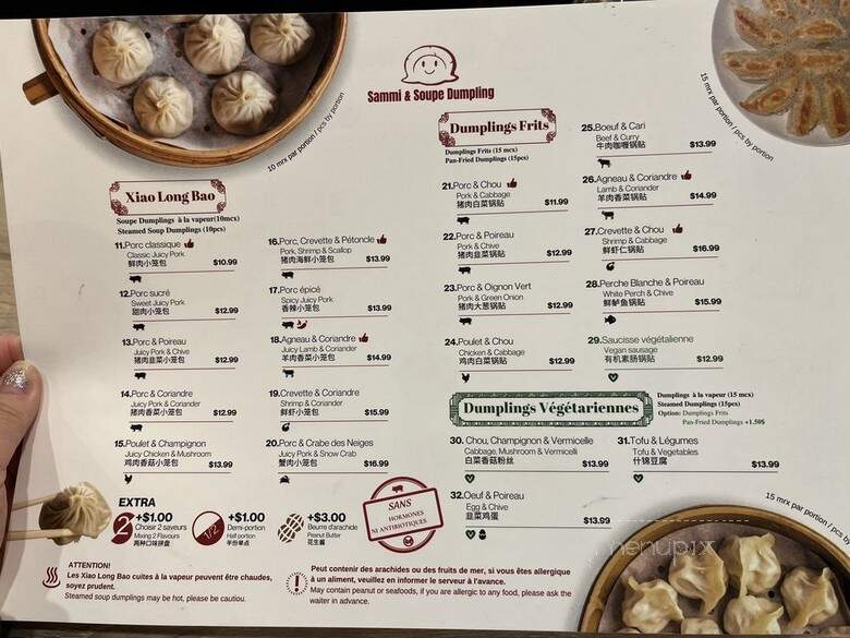Sammi & Soupe Dumpling - Montreal, QC menu_pic