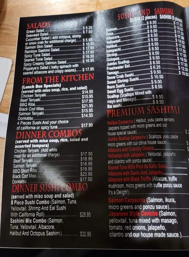 MB Sushi - Sherman Oaks, CA menu_pic
