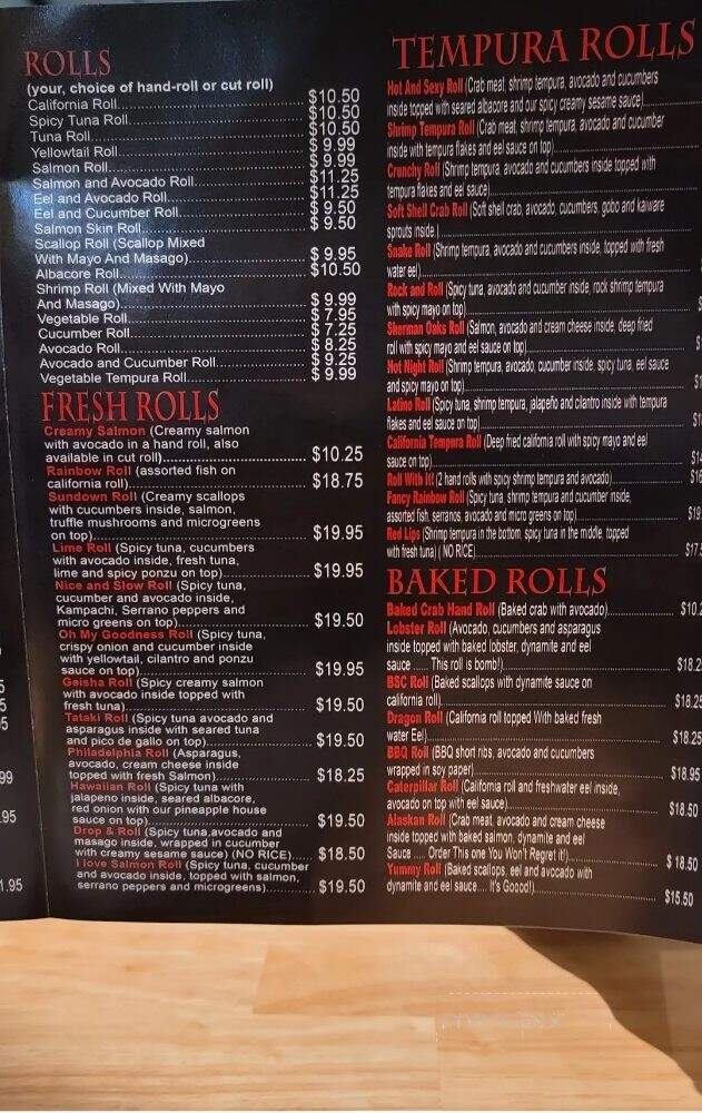MB Sushi - Sherman Oaks, CA menu_pic