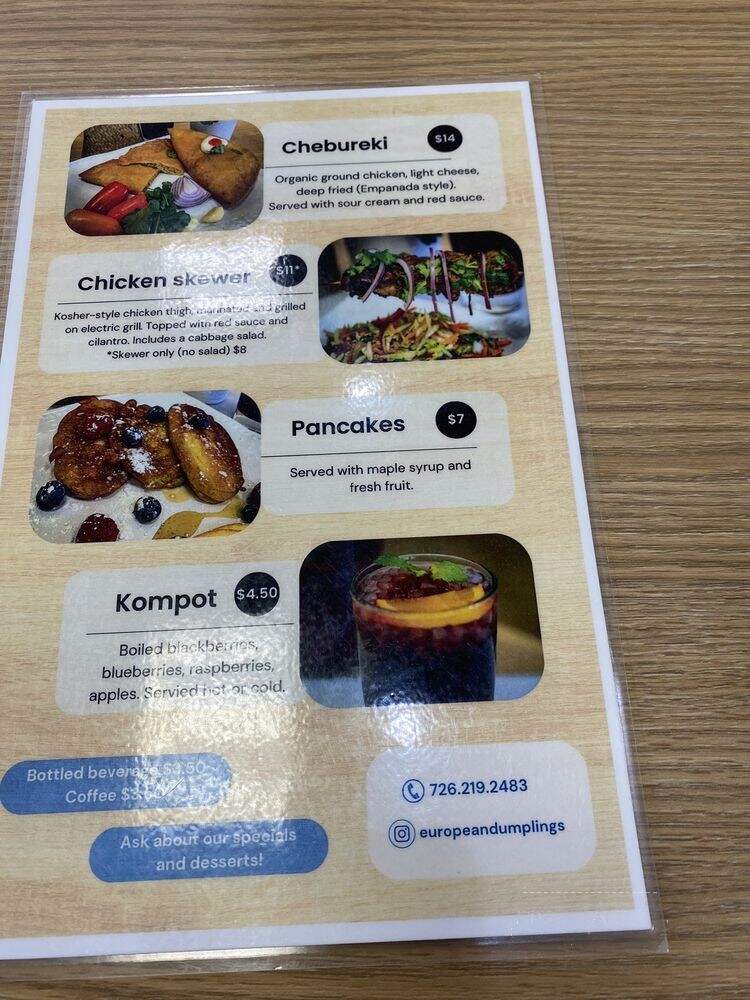 European Dumplings Cafe - San Antonio, TX menu_pic