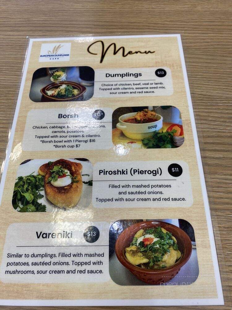 European Dumplings Cafe - San Antonio, TX menu_pic