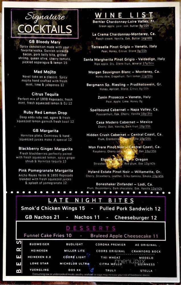 Galvostonite Bistro - Jamaica Beach, TX menu_pic