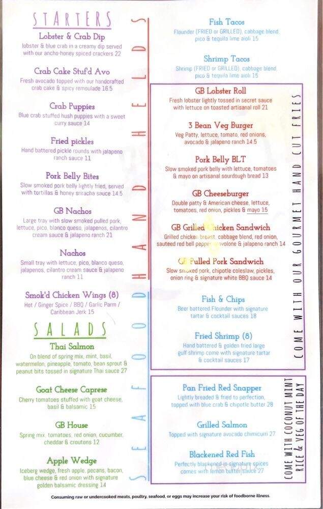 Galvostonite Bistro - Jamaica Beach, TX menu_pic