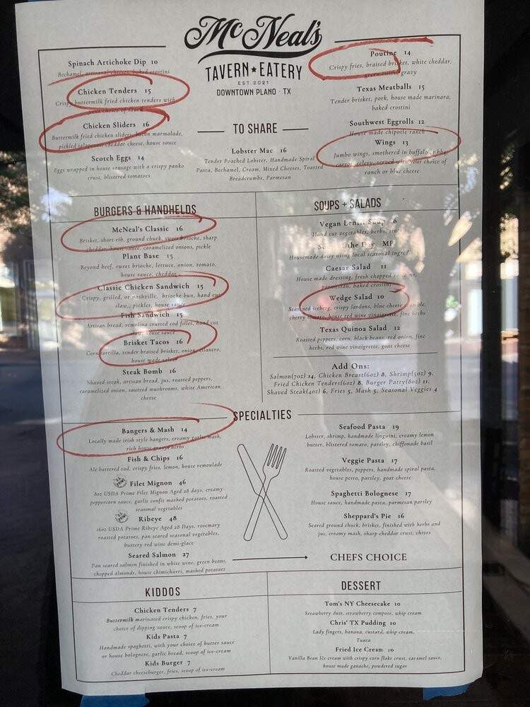 McNeal's Tavern & Eatery - Plano, TX menu_pic