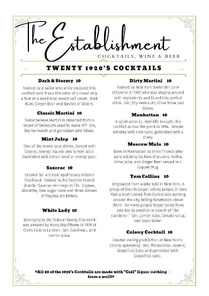 The Establishment Downtown - Decatur, IL menu_pic