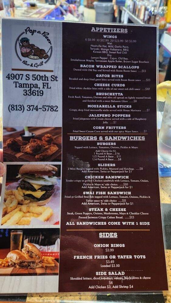 Pop A Beer Bar & Grill - Tampa, FL menu_pic