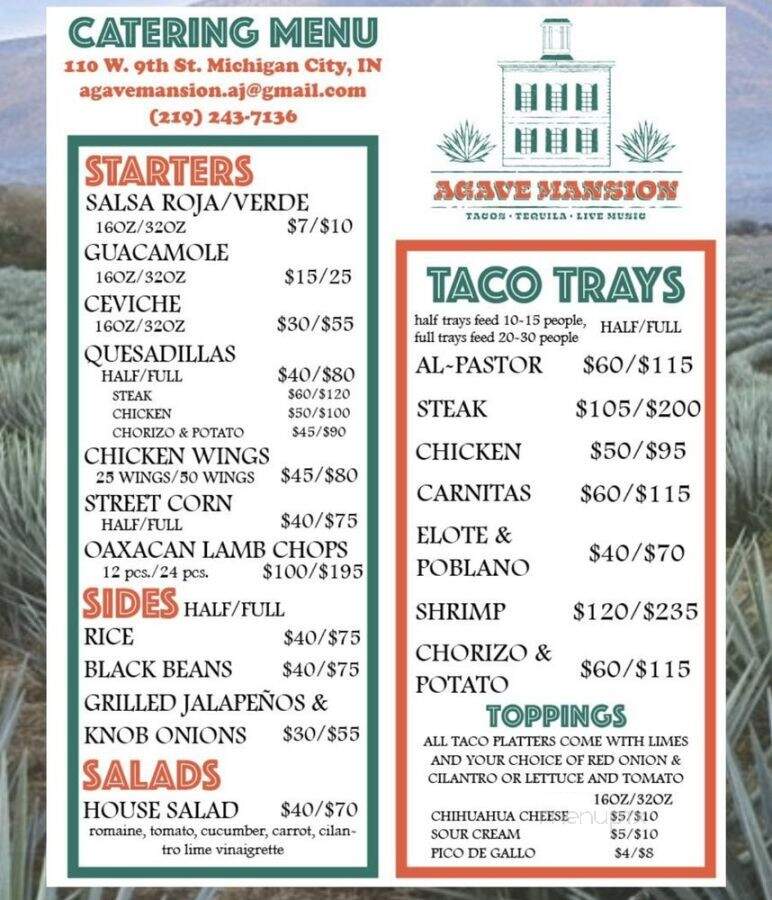 Agave Mansion - Michigan City, IN menu_pic