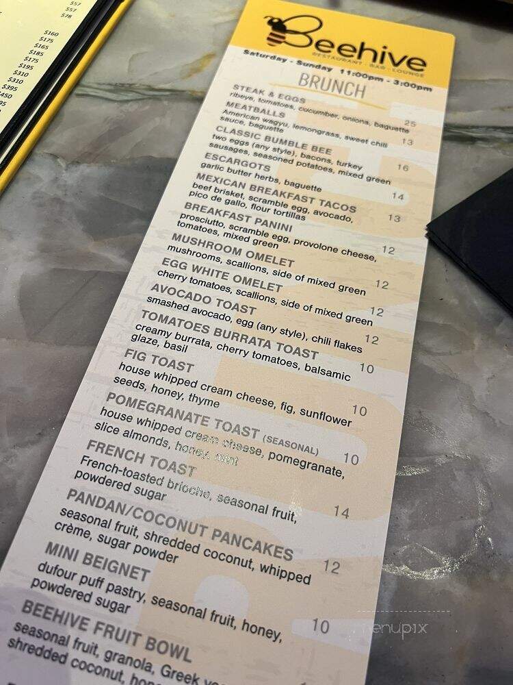 Beehive - Dallas, TX menu_pic