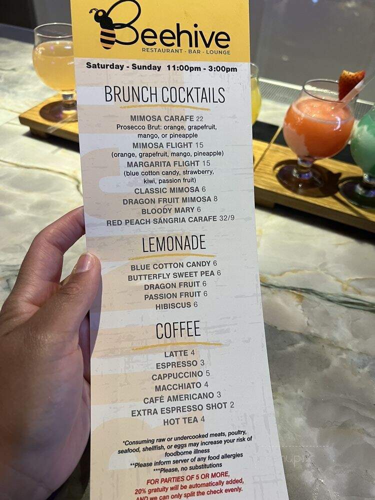 Beehive - Dallas, TX menu_pic