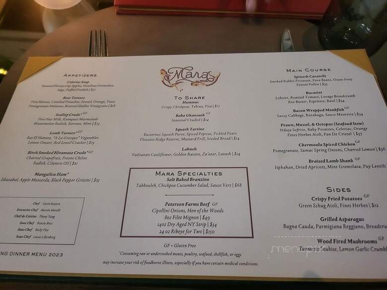 Mara - Minneapolis, MN menu_pic