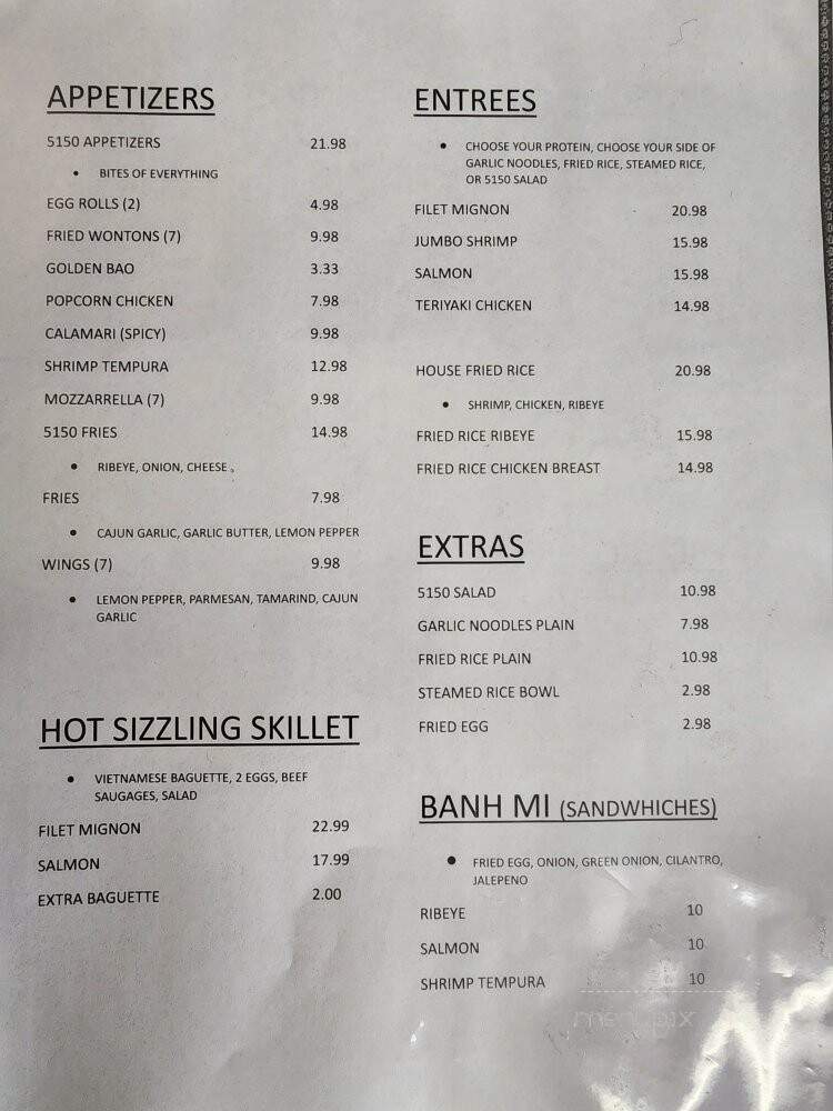 5150 Asian Kitchen - Hawthorne, CA menu_pic