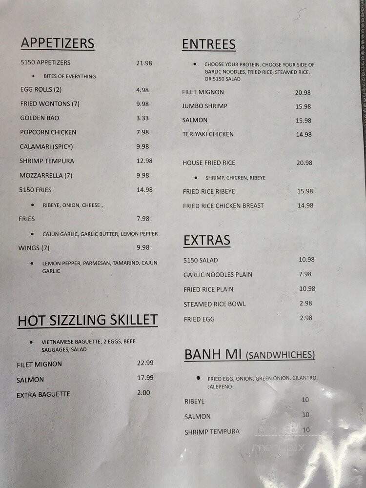 5150 Asian Kitchen - Hawthorne, CA menu_pic