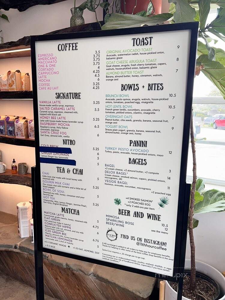 11th Hour Coffee - Santa Cruz, CA menu_pic