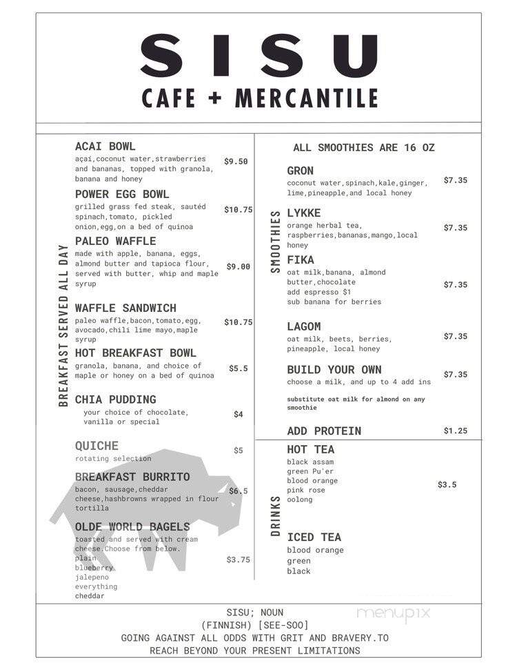 Sisu Cafe - Colorado Springs, CO menu_pic