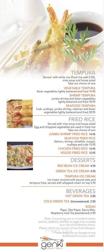 Genki Sushi & Grill - Lancaster, PA menu_pic