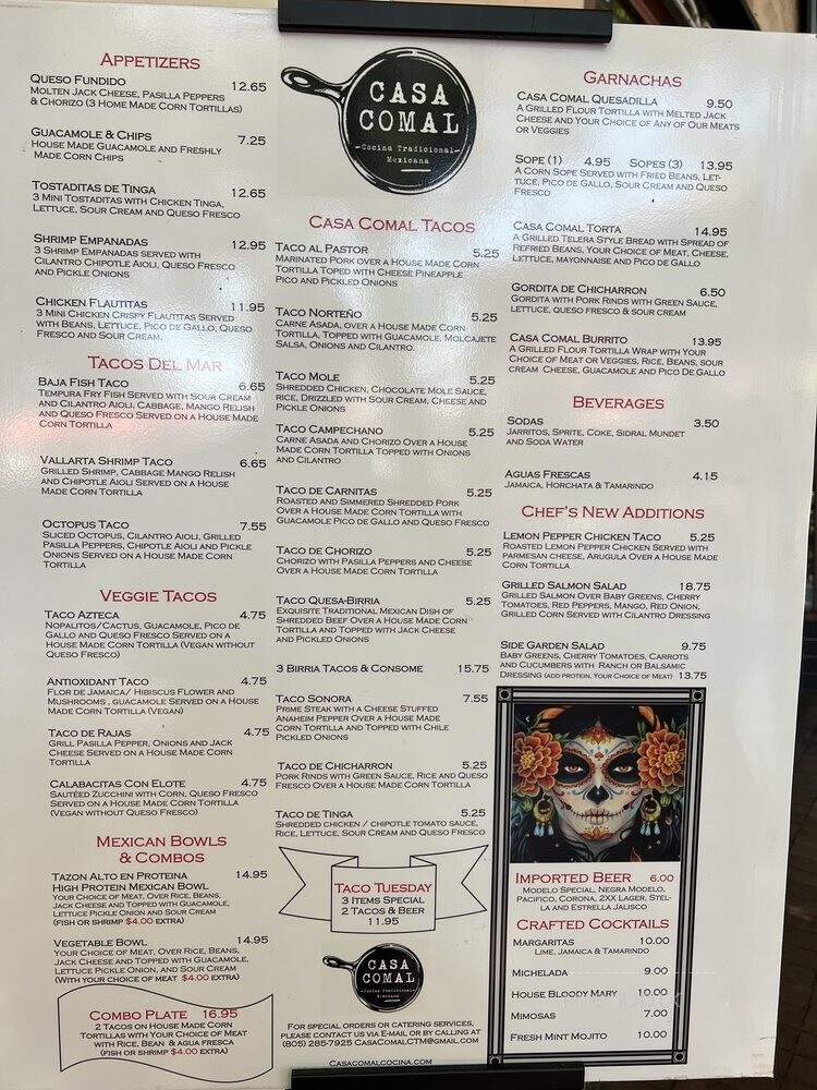 Casa Comal - Santa Barbara, CA menu_pic