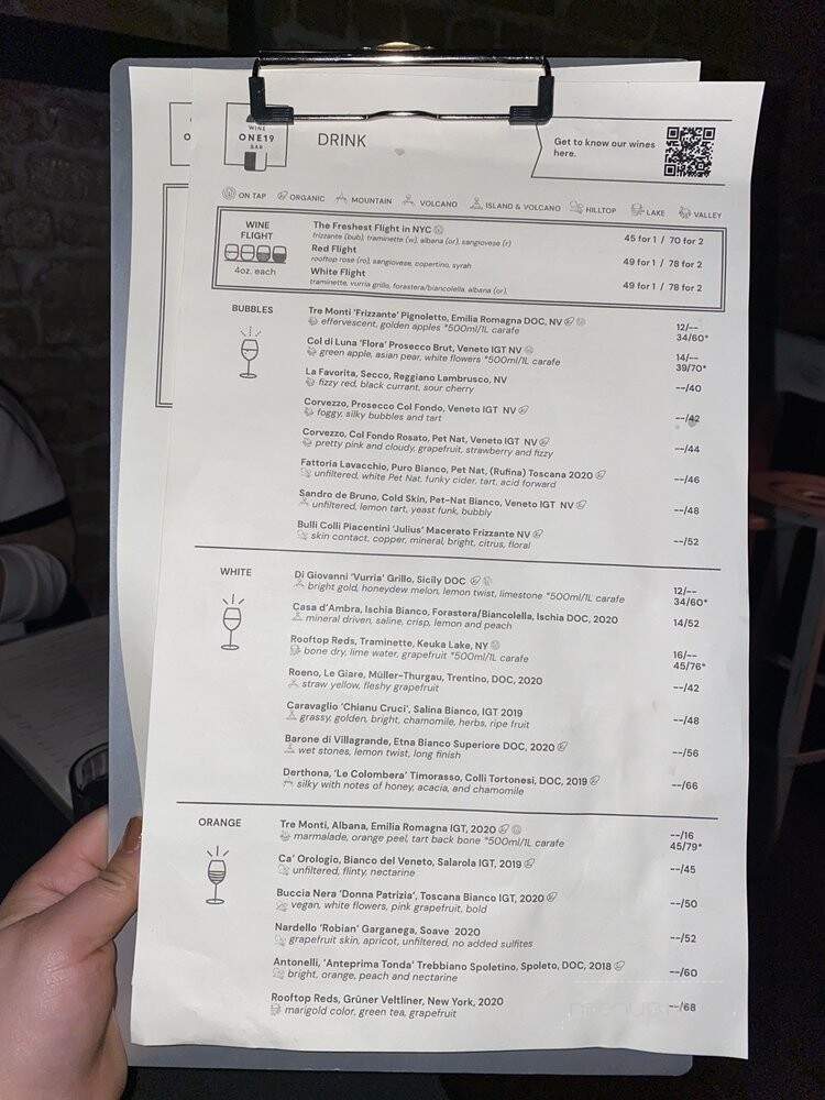 One19 Wine Bar+Food - New York, NY menu_pic