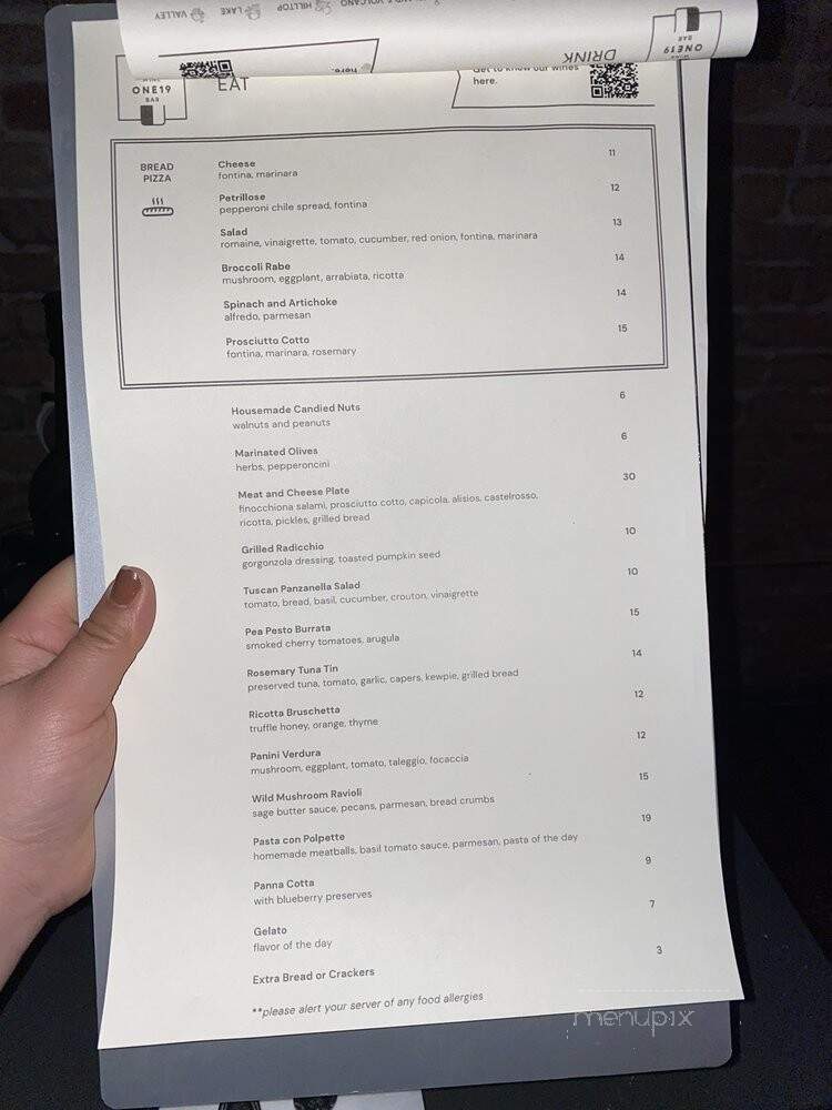 One19 Wine Bar+Food - New York, NY menu_pic