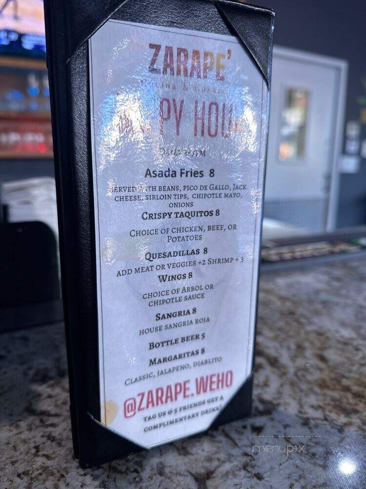Zarape' - West Hollywood, CA menu_pic