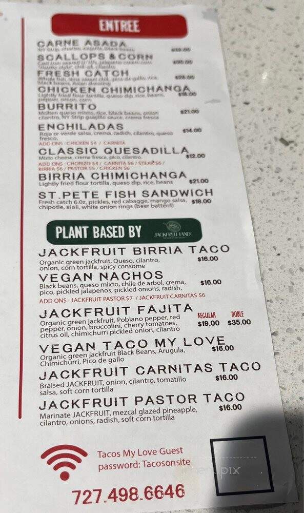 Taco's My Love - St. Petersburg, FL menu_pic