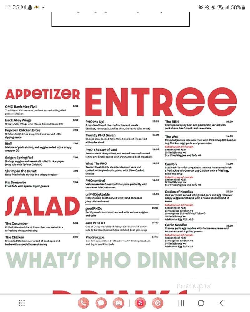The Alley Noodle Bar - McKinney, TX menu_pic