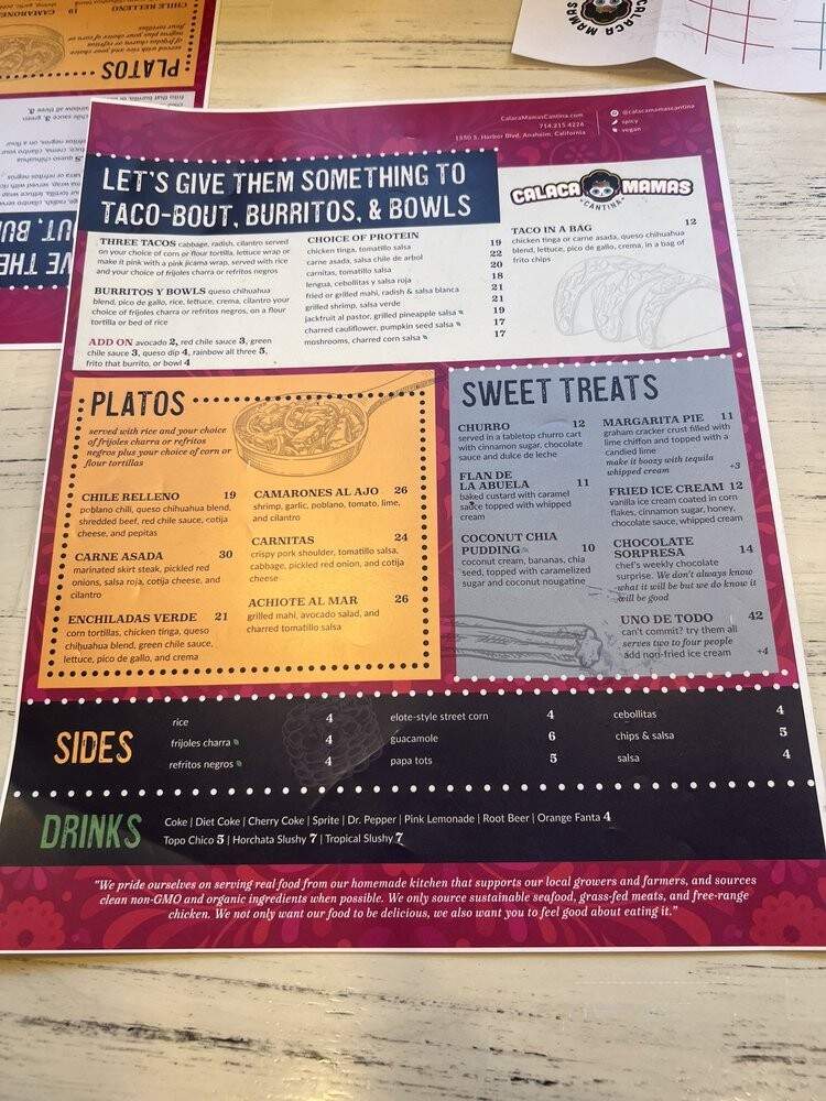 Calaca Mamas Cantina - Anaheim, CA menu_pic