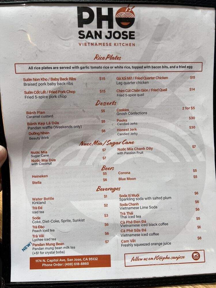 Pho San Jose - San Jose, CA menu_pic