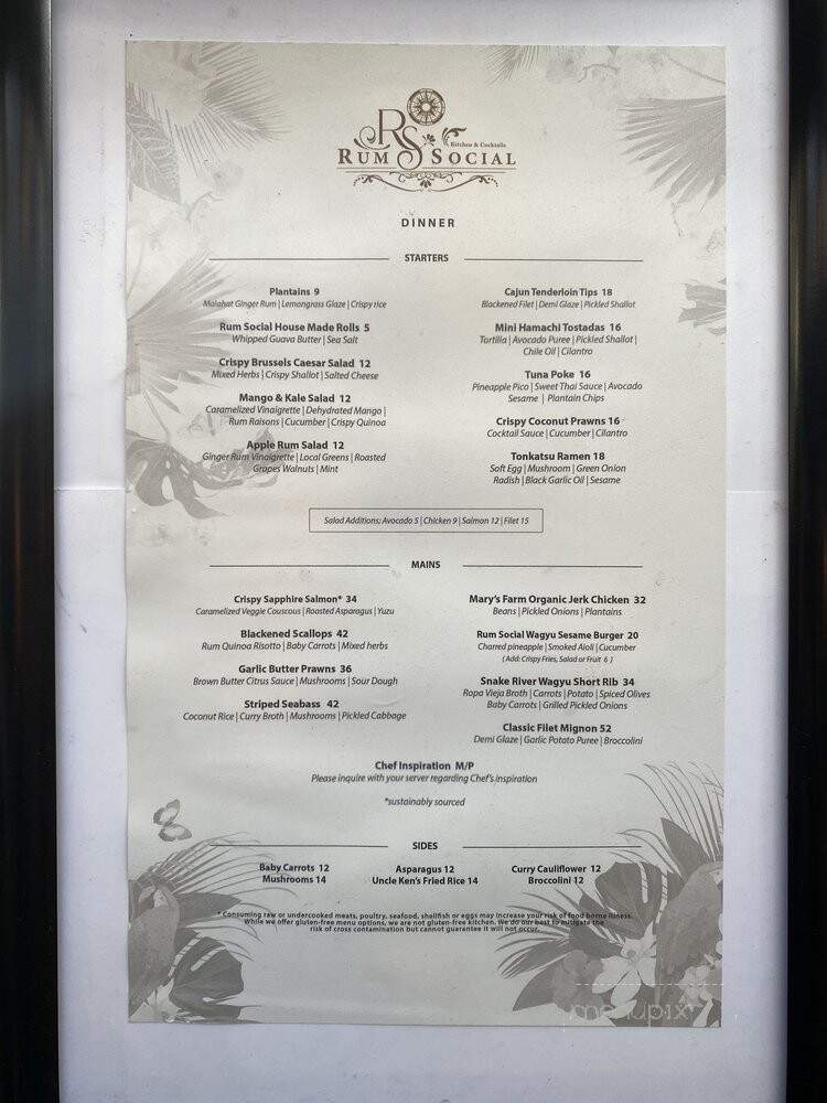 Rum Social Kitchen & Cocktails - Laguna Beach, CA menu_pic