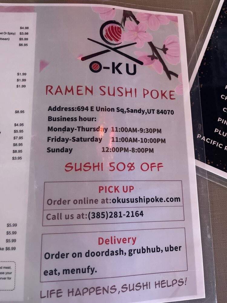 O-Ku Sushi & Poke - Sandy, UT menu_pic