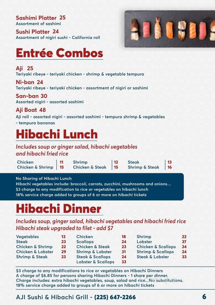 Aji Sushi & Hibachi Grill - Gonzales, LA menu_pic