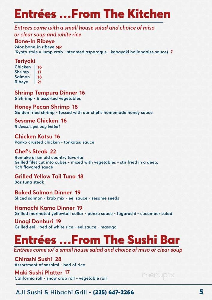Aji Sushi & Hibachi Grill - Gonzales, LA menu_pic