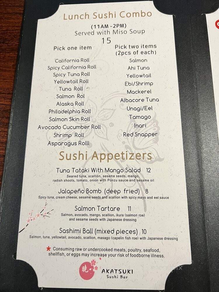 Akatsuki Sushi Bar - Silverton, OR menu_pic
