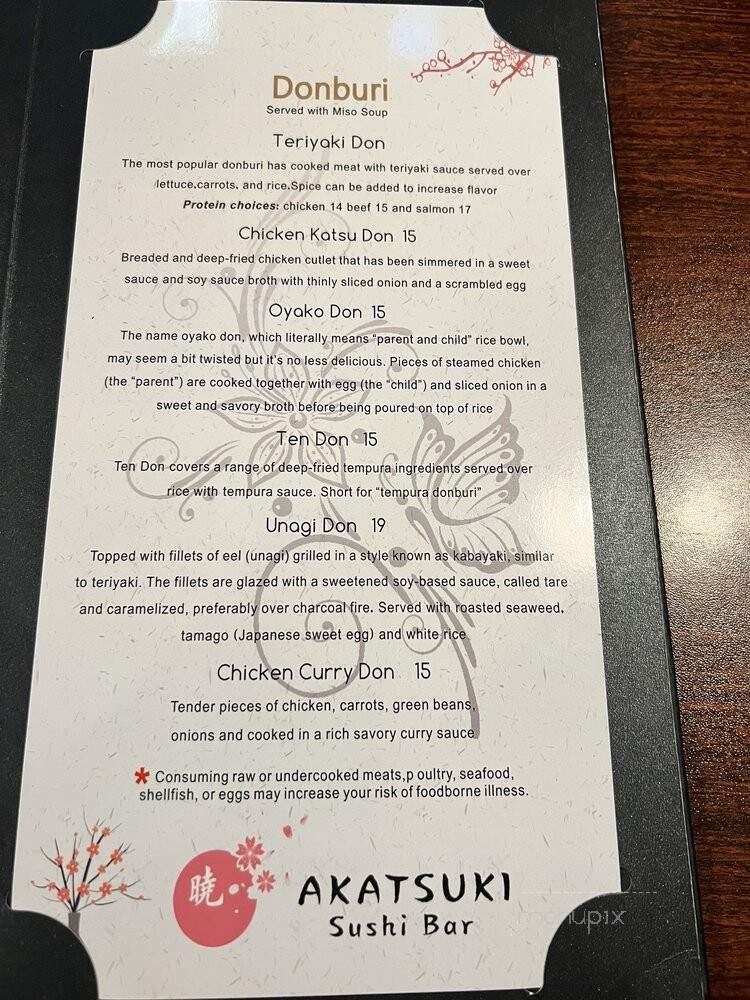 Akatsuki Sushi Bar - Silverton, OR menu_pic