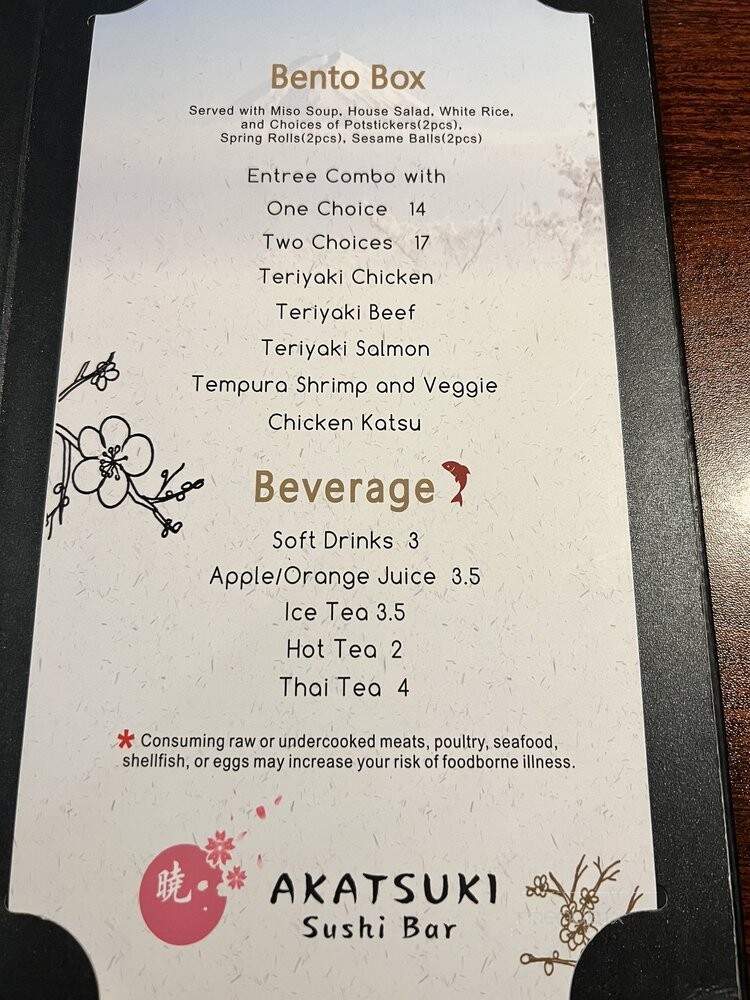 Akatsuki Sushi Bar - Silverton, OR menu_pic