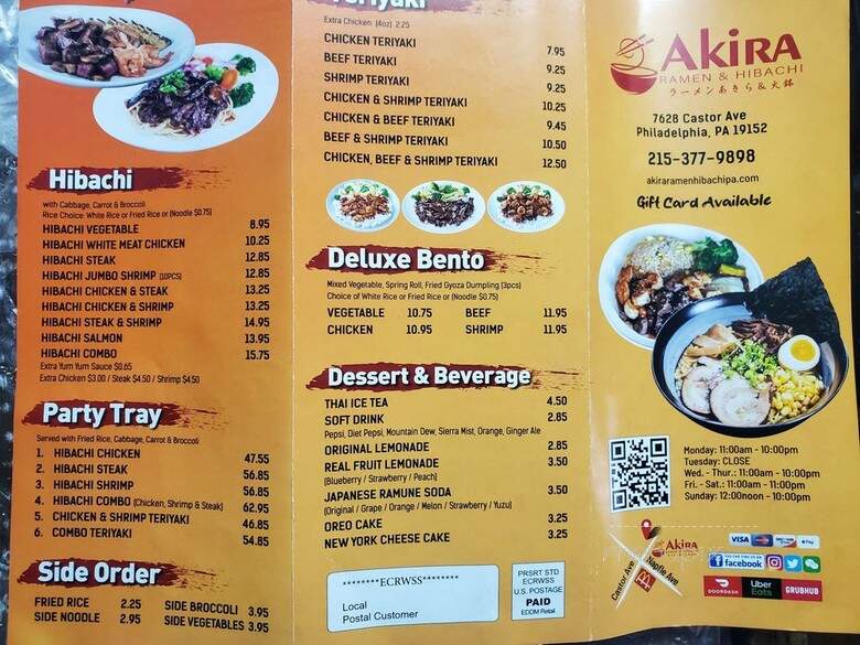 Akira Ramen and Hibachi - Philadelphia, PA menu_pic