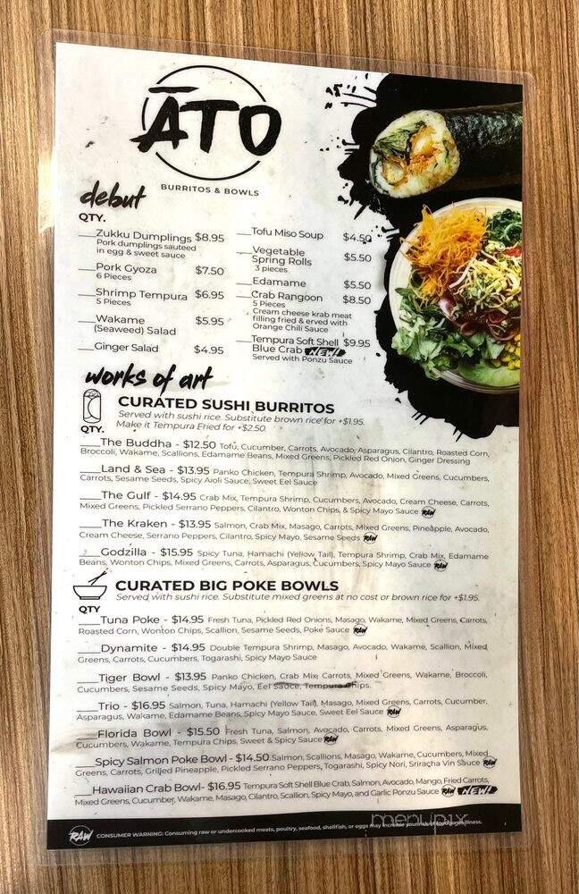 Ato - Wesley Chapel, FL menu_pic