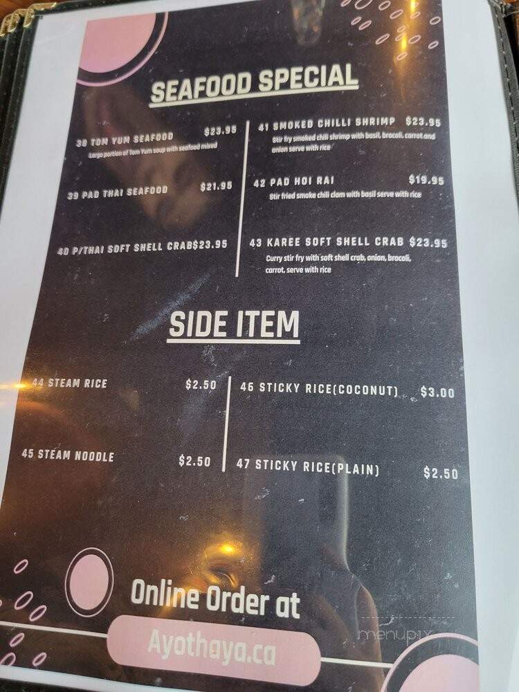Ayothaya Thai Kitchen - Oshawa, ON menu_pic