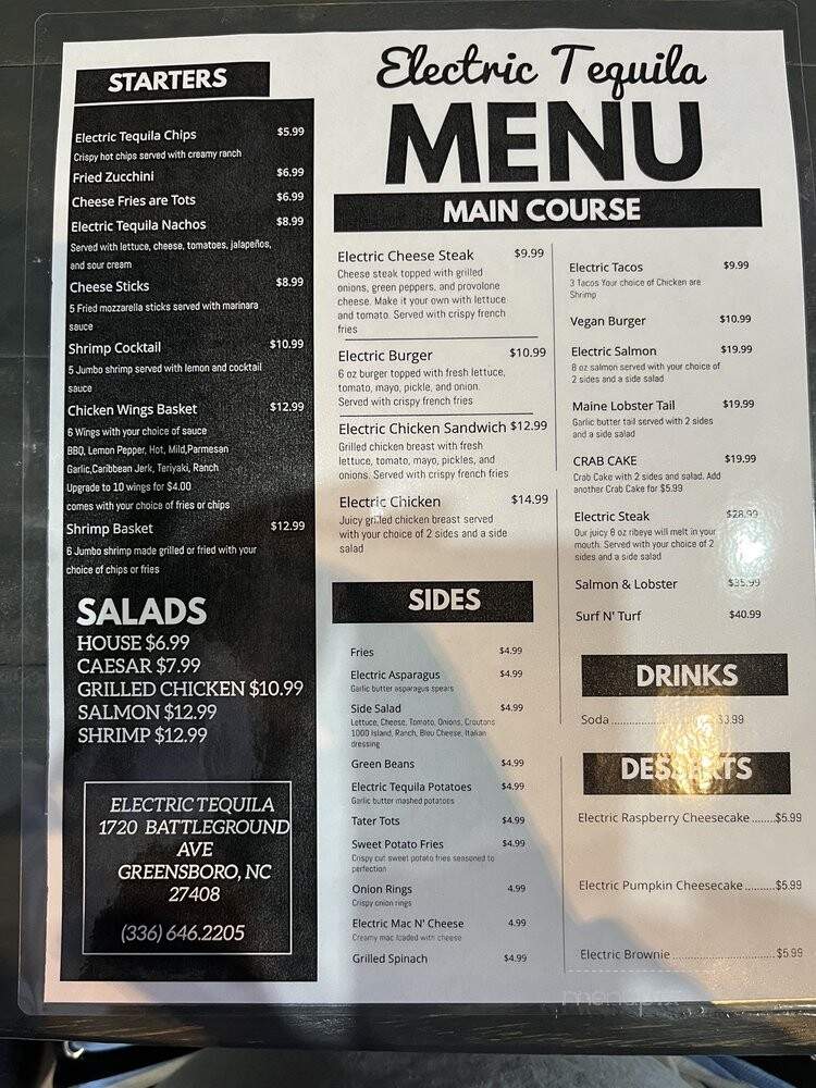 Electric Tequila - Greensboro, NC menu_pic