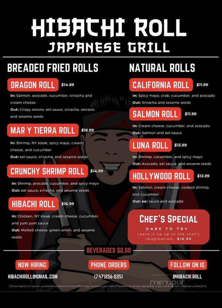 Hibachi Roll - Hollywood, CA menu_pic
