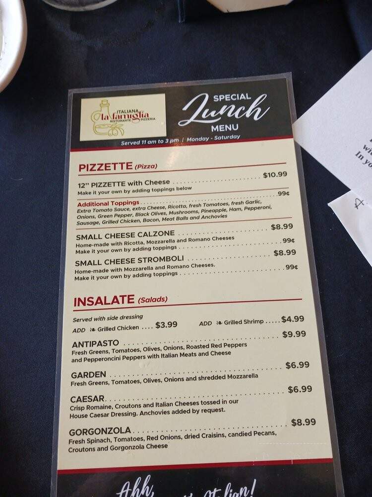 Italiana La Famiglia - Sanford, FL menu_pic