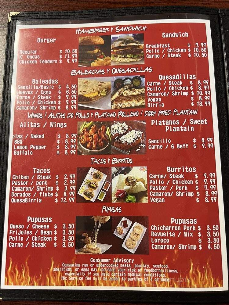 K' Ondas - Pompano Beach, FL menu_pic